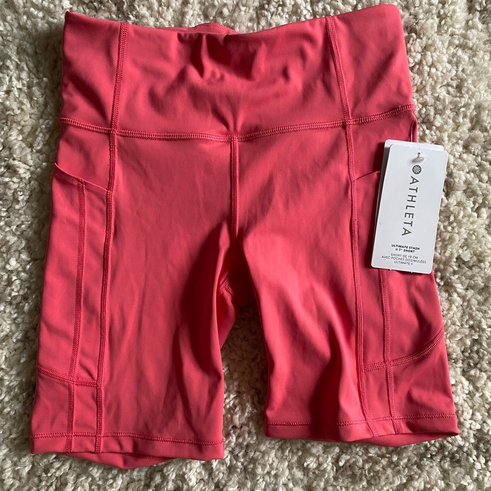 Athleta Pink Ultimate Stash II 7in Short NWT